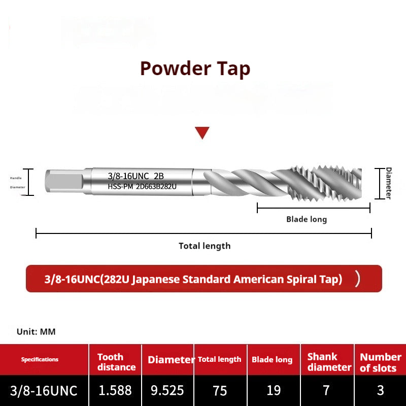 2125-281U American powder screw tip machine with tap spiral tapping series Japanese standard powder high-speed steel tap Shandong Denso Pricision Tools Co.,Ltd.